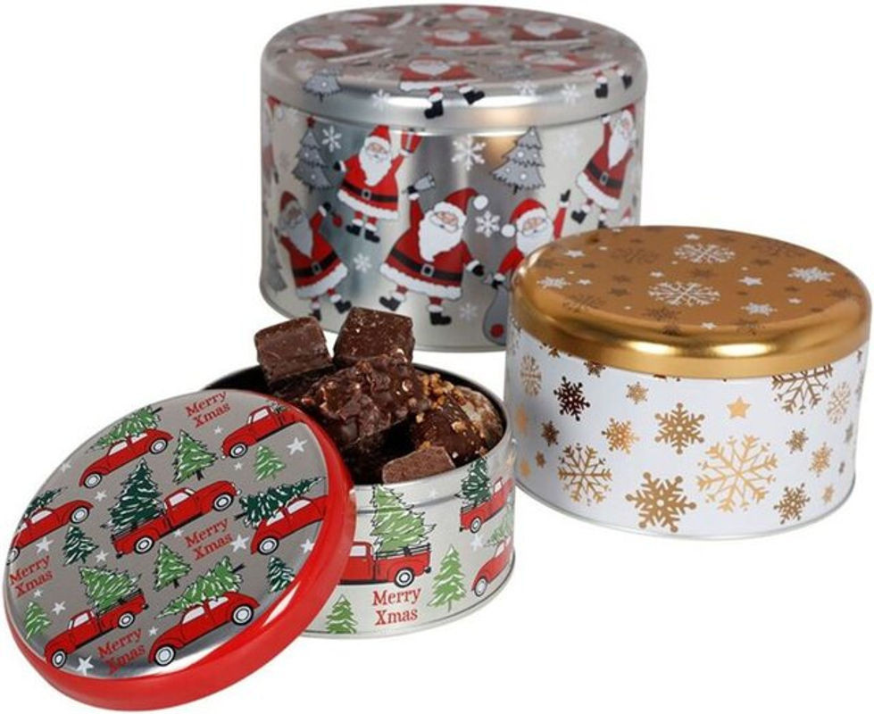 BURI Weihnachts-Metalldosen-Set, 4-teilig rund, mehrfarbig - Bild 1
