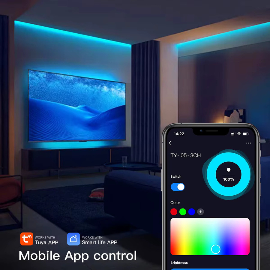 Tuya Smart Home LED Streifen Controller mit WiFi und Bluetooth für RGB, RGBW und RGB + CCT, Dimmer für DC12V-24V mit Sprachsteuerung - Bild 2