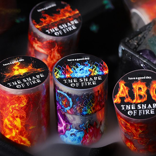 Mr.Paper Dekoratives PET-Klebeband The Shape of Fire mit Flammen- und Buchstaben-Motiv, Multicolour, Länge: 200 cm - Bild 1