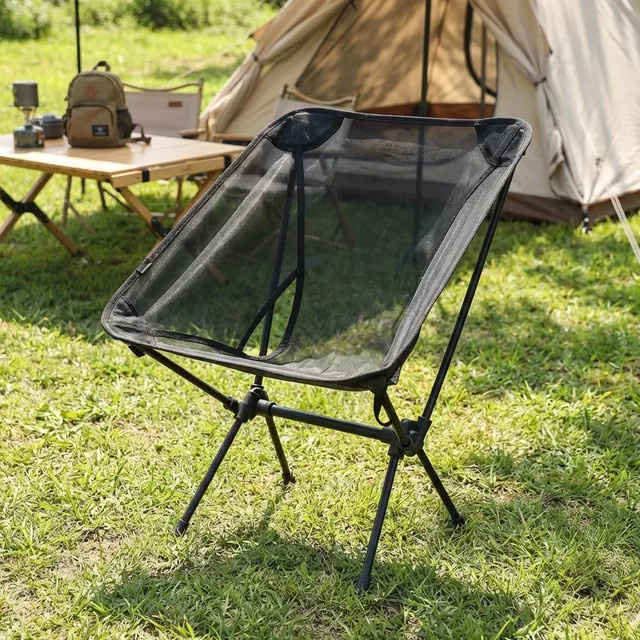 XIANGYANGHUA Moon Chair Atmungsaktiver Outdoor-Camping-Angelstuhl aus 7075 Aluminiumlegierung mit Textilene-Netzgewebe in Schwarz oder Weiß - Bild 1