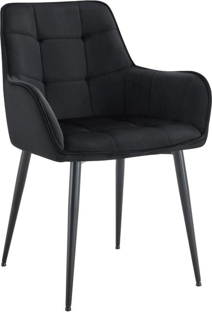 DELUKE Esszimmerstuhl BOKEL aus Samt in Schwarz mit Armlehnen, B/T/H: 58 x 62 x 86 cm - Bild 1