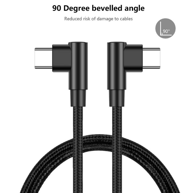 DXAB USB-C auf USB-C 90-Grad-Winkelkabel Typ 40 für Schnellladung, Schwarz, 30 cm - Bild 3