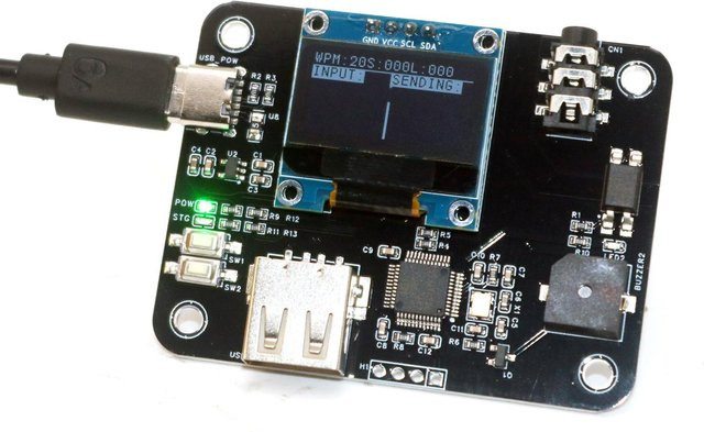Dykbcells CW-Tastatur-Controller für Amateurfunk, USB-Morsecode-Sendegerät und Telegrafie-Training-Werkzeug mit 3,5mm Klinke, Schwarz - Bild 1