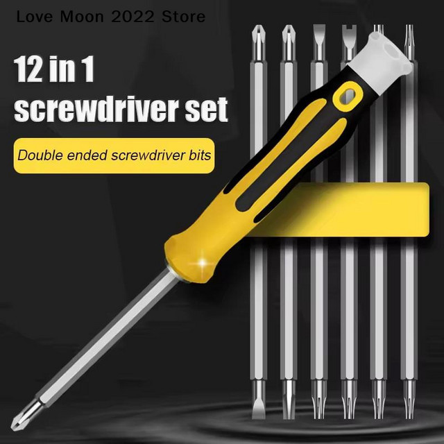 HUXUAN 12-in-1 Präzisions-Schraubendreher-Set mit magnetischen Bits in Gelb - Bild 1
