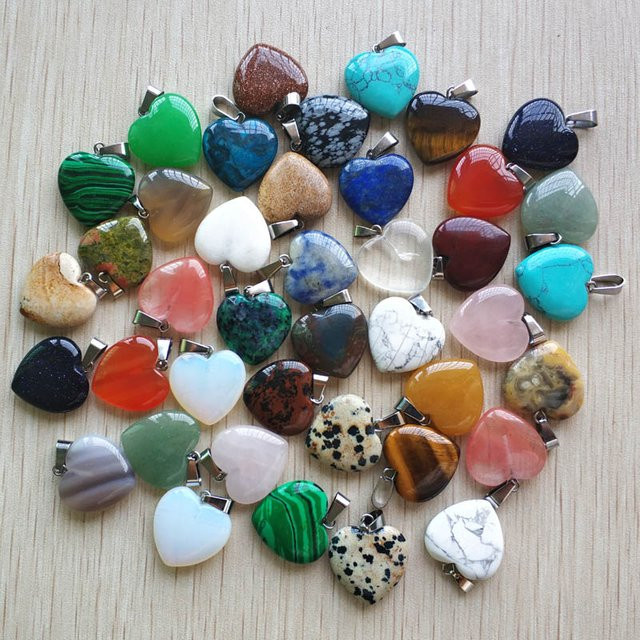 fanren Anhänger, Naturstein, Herzförmig, Bunt, Unisex, 20 mm - Bild 1