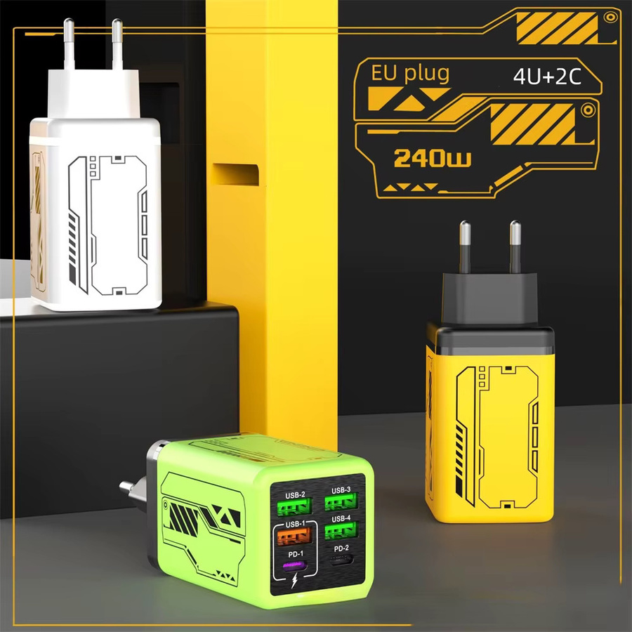 WALKESEN 240 W Schnellladegerät mit 4 USB Anschlüssen inklusive 2 USB-C Ports in Grün für iPhone Samsung und Xiaomi - Bild 6