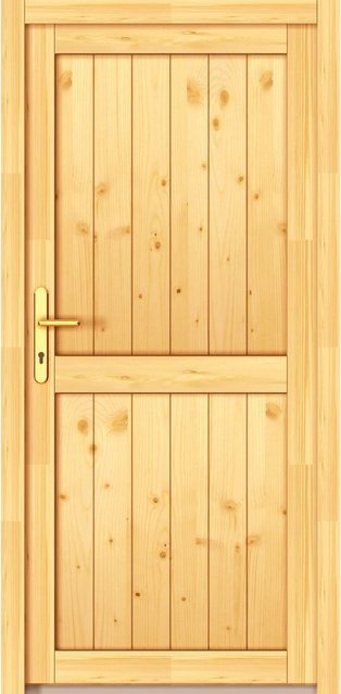 Holz-Nebeneingangstür PANTO Fichte Natur Braun Rustikal Anschlag Links B: 98 cm, H: 200 cm - Bild 1