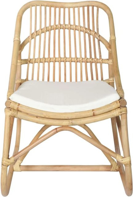 vidaXL Rattanstuhl in Weiß mit Armlehnen im Boho-Stil - Bild 1