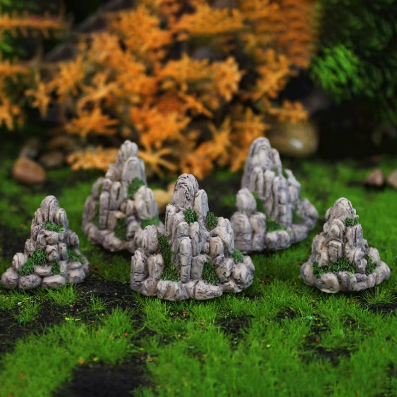 Miniatur Berg aus Kunstharz in Grau als Deko-Element für Bonsai, Aquarium und Gartenfiguren - Bild 2