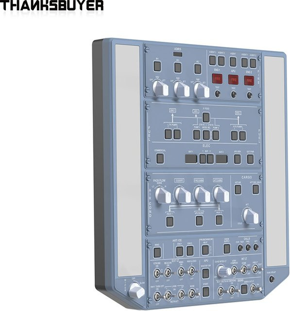 Wingflex A320 Überkopfpanel mit IRS und Beleuchtungspaneelen für Airbus PC-Flugsimulatoren in Grau - Bild 1