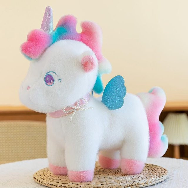 Einhorn Plüschtier, Regenbogen Pony, Stoffpuppe, weiß, 25 cm - Bild 1
