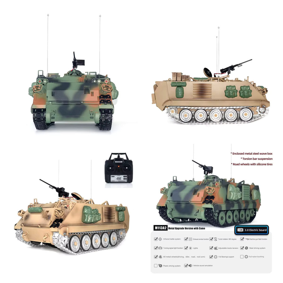 Wheelfun RC Panzer M2412-C M113A2 APC, ferngesteuertes Militärfahrzeug, 1:16, Metallräder - Bild 3