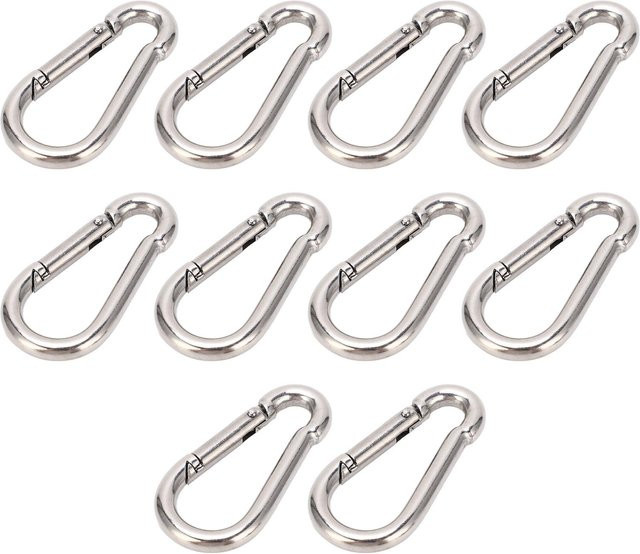 Neoglint Karabinerhaken Federhaken aus 304 Edelstahl für Schwerlast-Schnellverbindungen, 10 Stück, Farbe: Silber/Weiß - Bild 1