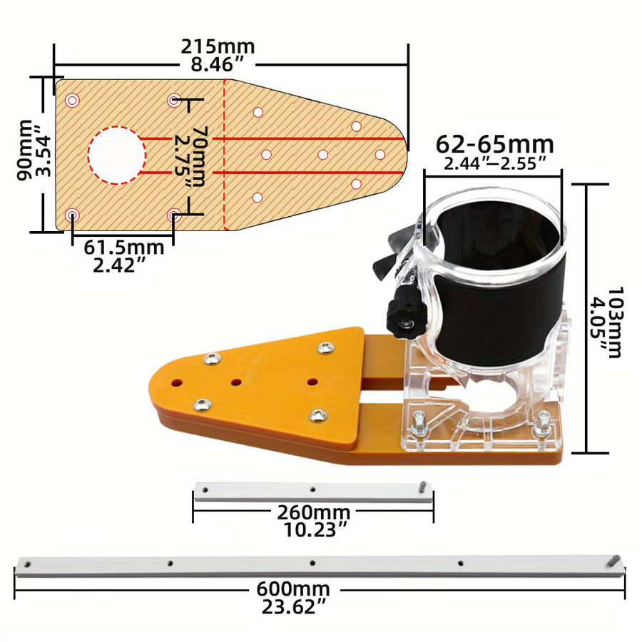 Wnew Elektrische Holzfräse Balance Board zum Schlitzen und Anfasen in Orange - Bild 3