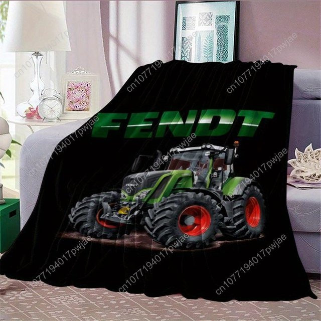 Weiche Flanellflaneldecke mit Fendt Traktor Motiv von LjqFive in Schwarz, B/H: 80 x 120 cm - Bild 1