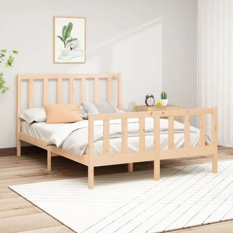 Massivholzbett aus Kiefernholz von vidaxl in Braun, Modernes Skandinavisches Design, B/T: 160 x 200 cm - Bild 1