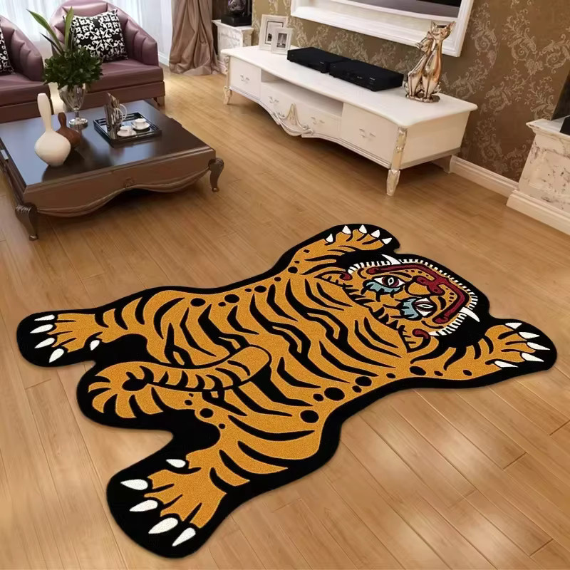 VIKAMA Cartoon-Tiger-Teppich in Orange für Wohnzimmer und Schlafzimmer - Bild 1