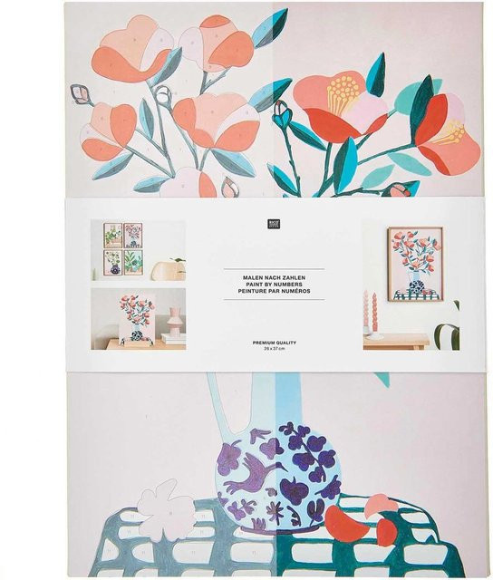 Rico Design Kamelie Malen nach Zahlen Set mit Leinwand und Acrylfarben - Bild 1