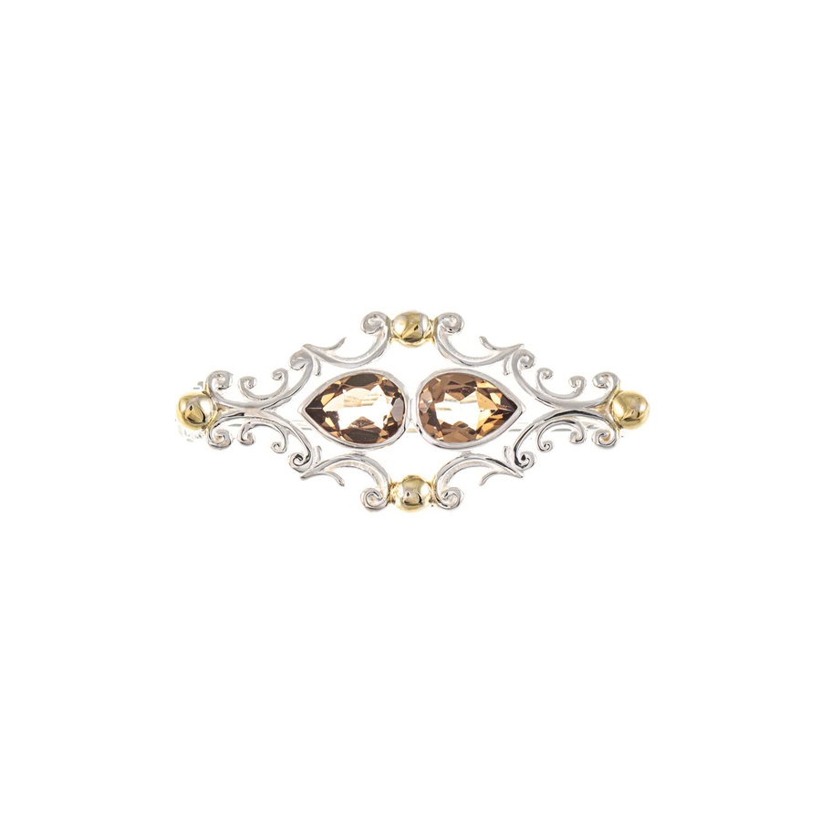 Brosche 925 Silber, teilvergoldet, Zirkonia, cognac, Damen - Bild 1