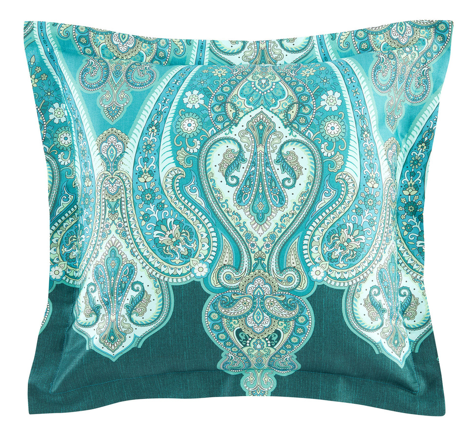 Bassetti Mako-Satin Kissenhülle RAGUSA in Tannengrün mit Reißverschluss, B/H: 40 x 40 cm - Bild 1