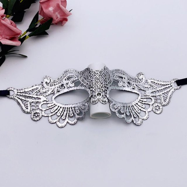 YIRAN Jewelry Maskerade Spitze Halbgesichtsmaske, gray, Damen - Bild 1