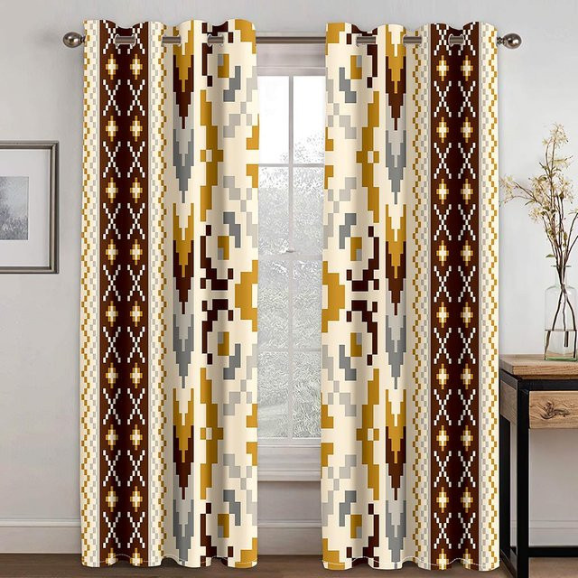 A Family Of Home Textiles Barock Luxus Designer Vorhang in Schwarz und Gold, 2 Panels, halbtransparent, mit Ösen, H x B: 240 x 220 cm - Bild 1