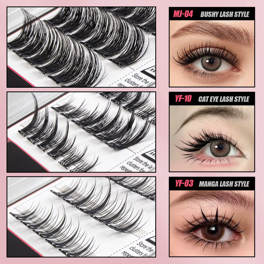 Vipuda YF-02 Selbstklebende Cluster-Wimpern, natürlich, Unisex - Bild 5