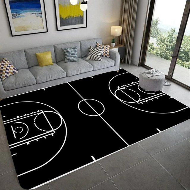 Karpetti Basketballplatz Teppich mit Sportmotiv in Schwarz, B/B: 60 x 40 cm - Bild 1