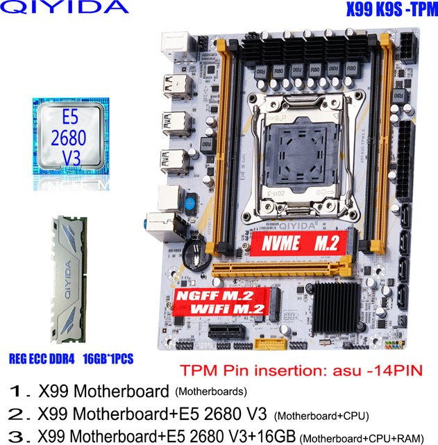 QIYIDA X99 Motherboard-Set mit Xeon E5 2680 V3 CPU, 16 GB DDR4 RAM und NVME M.2 NGFF Support - Bild 1