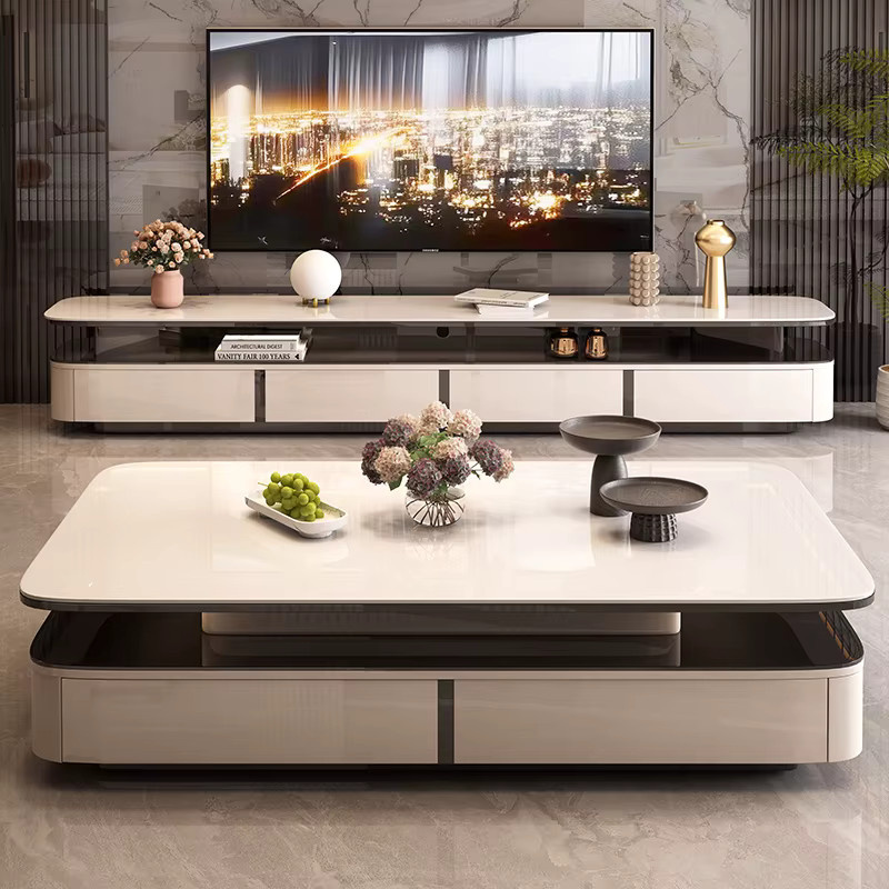 Moderner TV-Schrank von DUTRIEUX in Beige mit glänzender Oberfläche - Bild 2