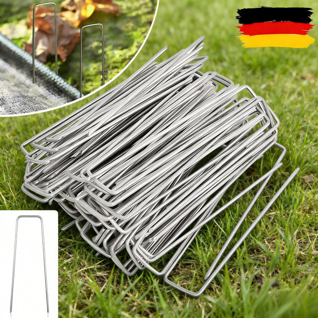 Forever Speed Erdanker Heringe aus rostfreiem und verzinktem Stahl, 100 Stück, Farbe Silber, Länge: 150 mm, Breite: 30 mm, Durchmesser: 3 mm - Bild 1