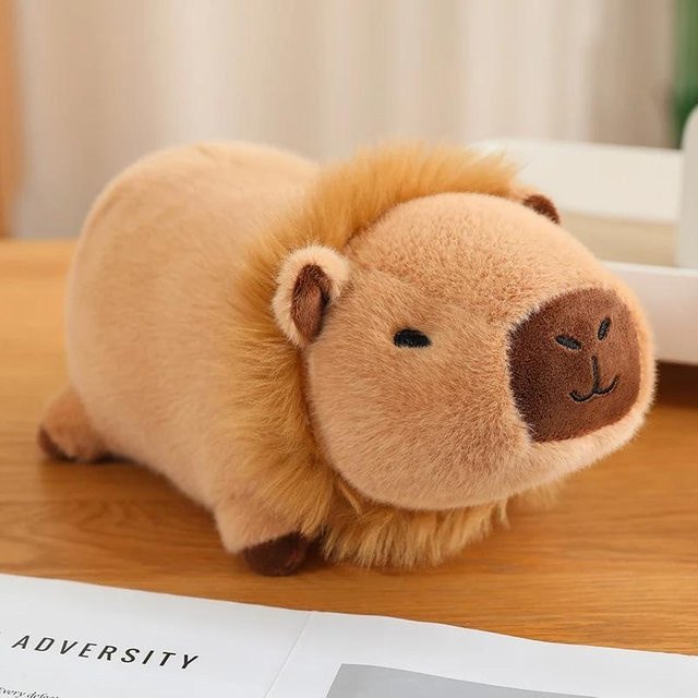 Kidsly Capybara Plüschpuppe, Liegende Biene Blume Brot Löwe, 25cm - Bild 1