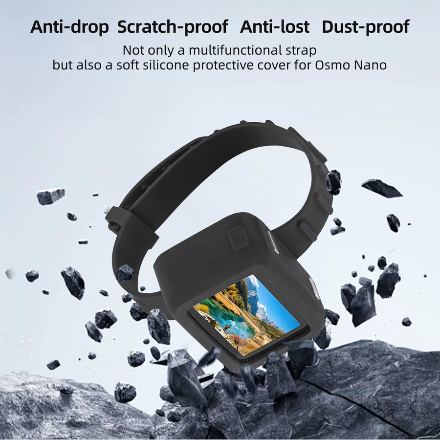 DJI Osmo Nano Vision Dock Silikonarmband Schutzhülle in Schwarz, stoßfeste Anti-Scratch Abdeckung für Handgelenkhalterung - Bild 3