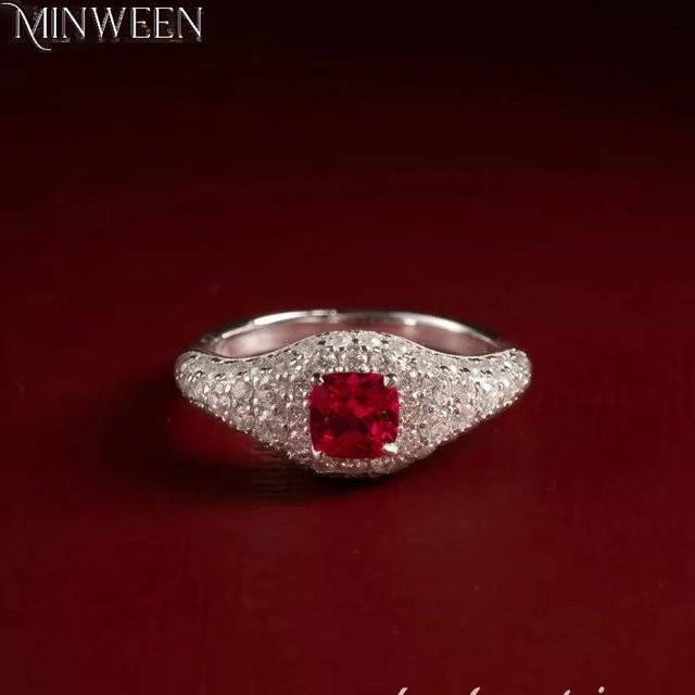 Gem Seal Ring, 925 Silber, vergoldet, Diamant, Rubin, Damen - Bild 1