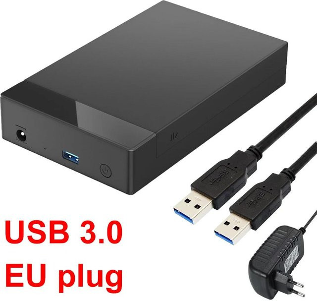 Kebidumei Externes HDD Gehäuse USB 3.0 Adapter für 3,5 Zoll und 2,5 Zoll SATA Festplatten und SSDs, Grau, bis zu 22TB, 450Mb/s - Bild 1