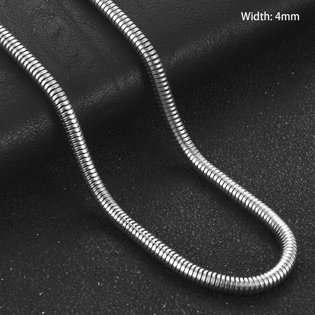 Halskette Edelstahl, Silber, Schlangenknochen, 70 cm, Unisex - Bild 1