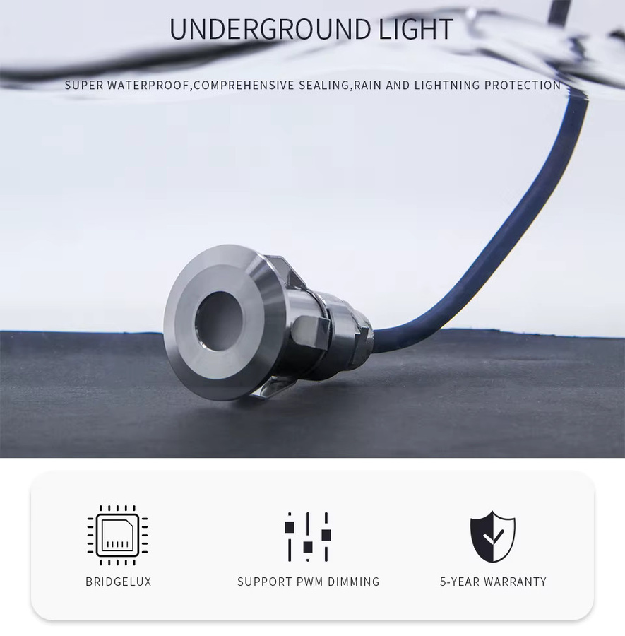 Ohlite Mini LED Bodenstrahler IP68 aus Edelstahl in Silber, warmweiß, rund für Garten, Terrasse und Pool - Bild 3