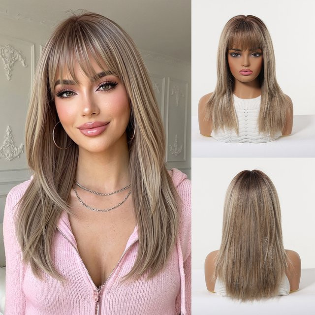 ALAN EATON Highlight-Perücke mit Pony, aschbraunes Balayage, Damen - Bild 1