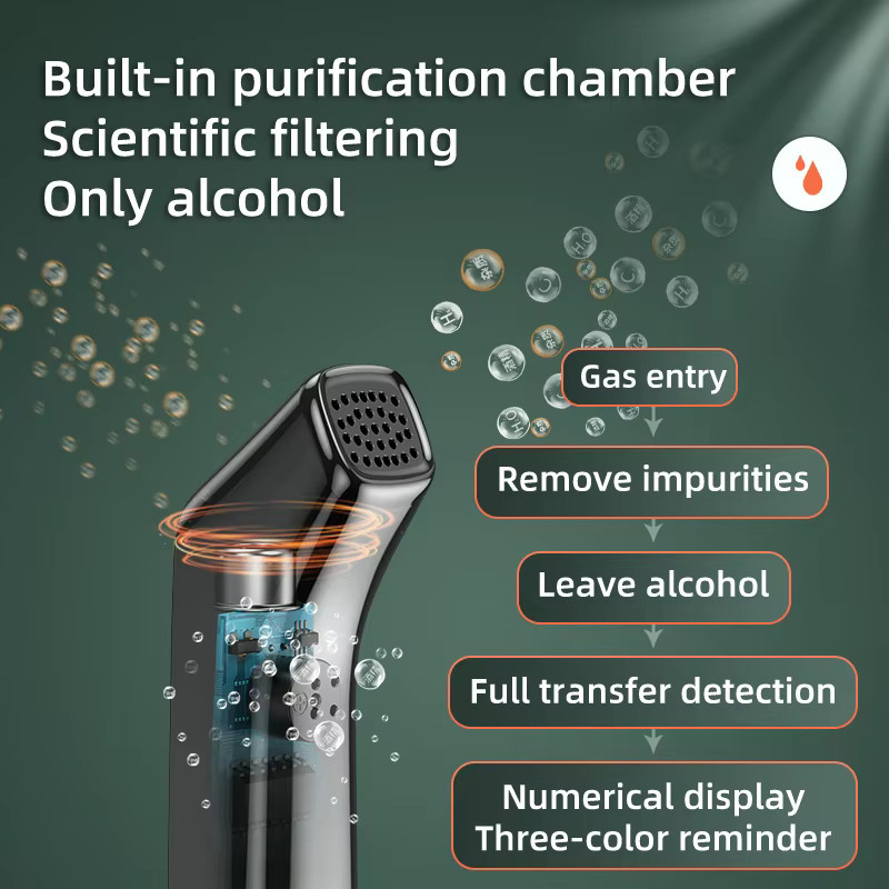 PHONEPACE Berührungsloser Alkoholtester mit LCD-Display, hochpräziser digitaler Alcometer, wiederaufladbar via USB, Schwarz - Bild 2