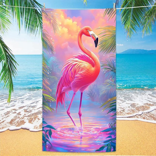 Flamingo Strandtuch von JMG Household Supplies, schnelltrocknendes Mikrofaser-Strandtuch mit Digitaldruck, sandfrei und bunt, B/B: 90 x 180 cm - Bild 1