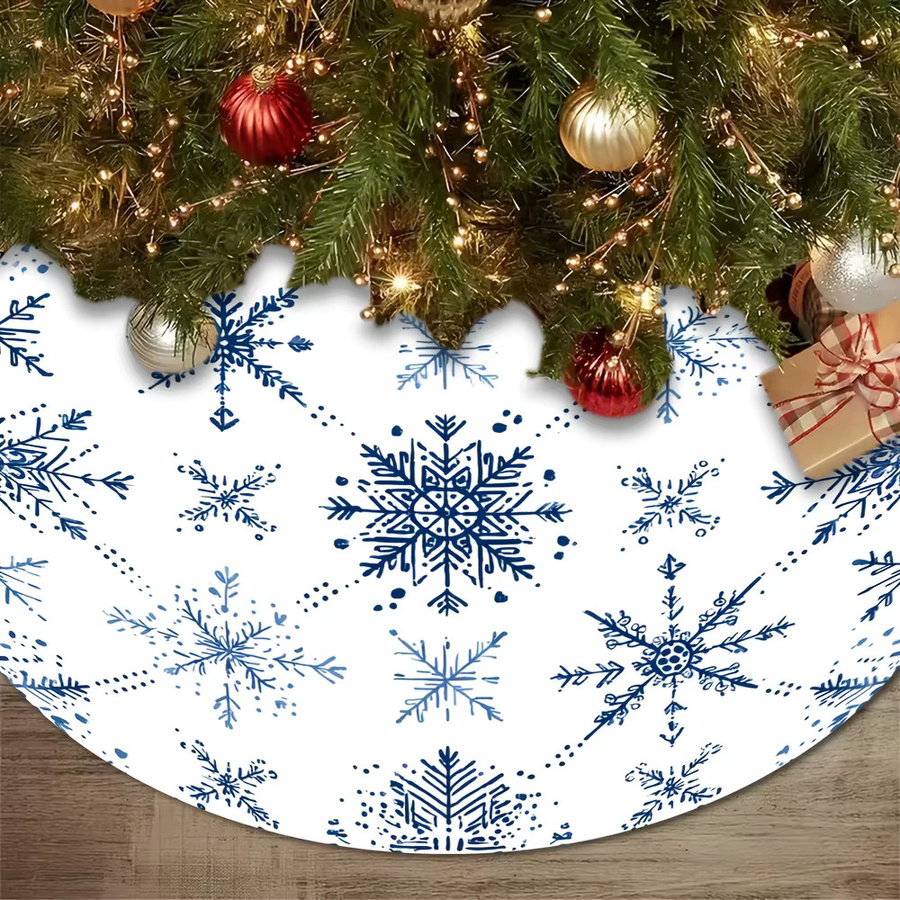 VIKAMA Weihnachtsbaumkleid mit Schneeflocken-Design in Blau für deine festliche Heimdekoration - Bild 2