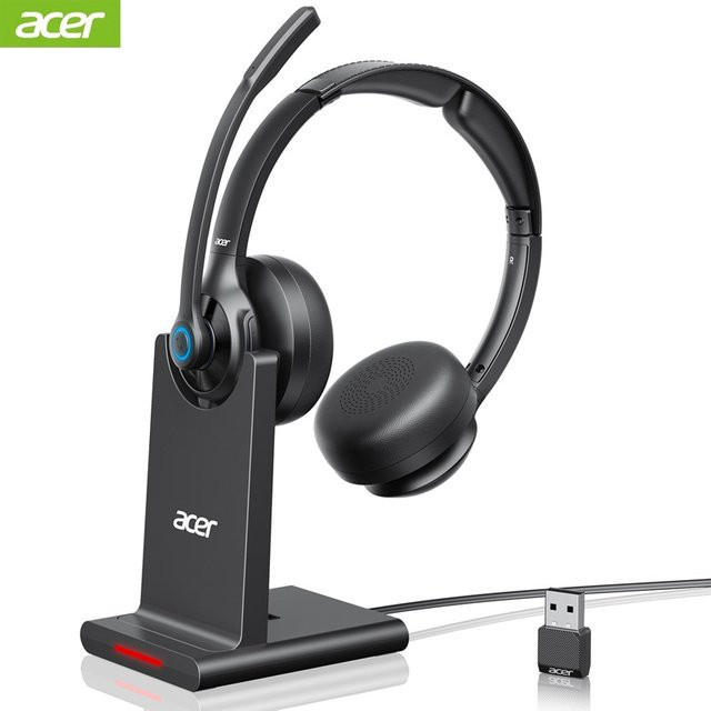Acer HB02 Wireless-Headset mit Mikrofon, Dual-Mode Bluetooth 5.3 und 2,4G USB-Dongle, Schwarz - Bild 1