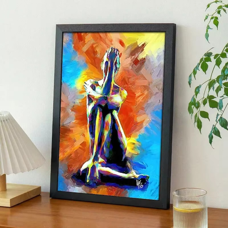 Abstrakte Leinwandmalerei Potdemiel mit Frauenporträt in Mehrfarbig, modernes Wandbild für Wohnzimmer und Schlafzimmer, Rahmenlos - Bild 2
