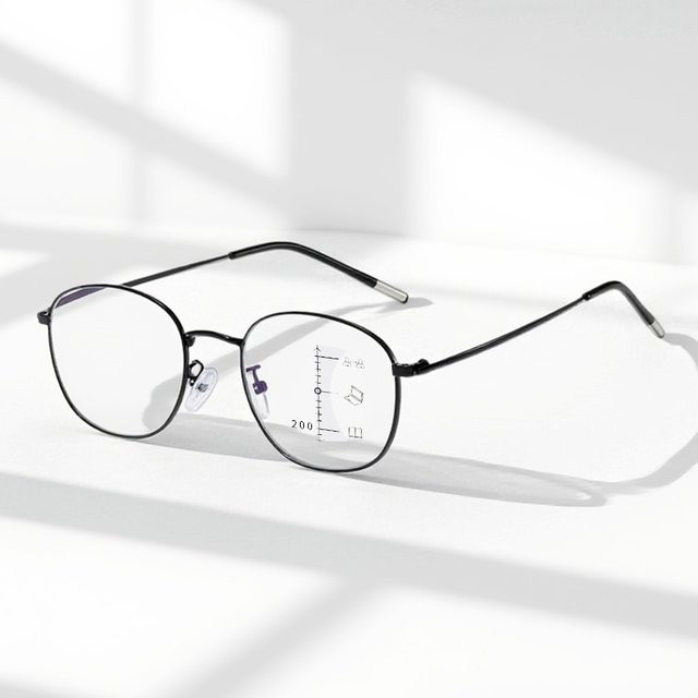 FUQIAN Lesebrille, Metall, Vollrand, Rund, Schwarz, Unisex, Blaulichtfilter - Bild 1