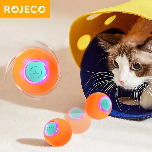 ROJECO Smart Cat Toys Interaktiver Hüpfball, automatisches rollendes Balltraining, elektrisches Spielzeug - Bild 1