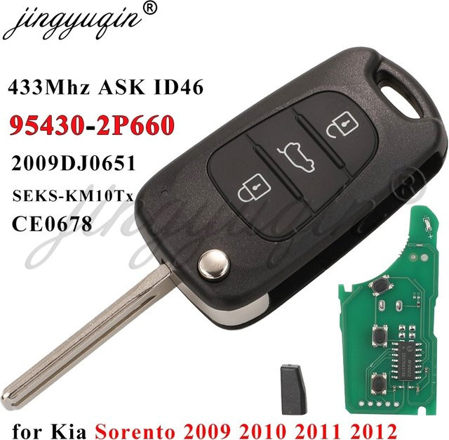 Jingyuqin Klappbarer Fernbedienungs-Autoschlüssel 433MHz ASK ID46 für Kia Sorento in Schwarz - Bild 1