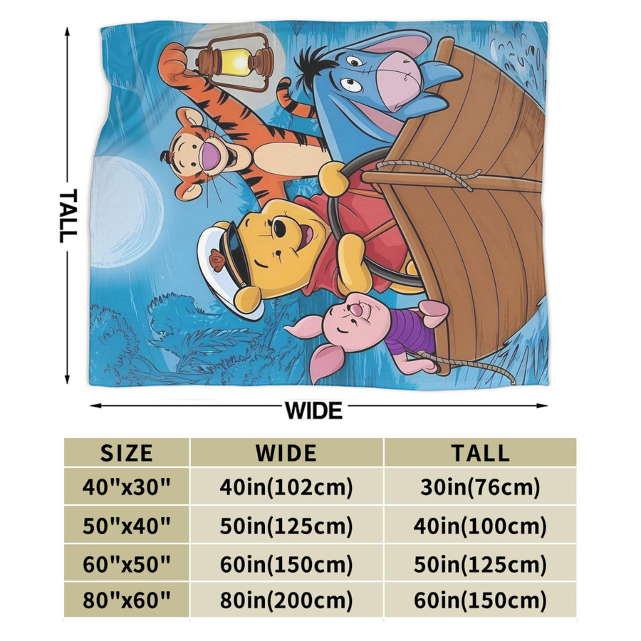 LjqNine Winnie Puuh Flanell Strickdecke für Kinder, Mehrfarbig, B/H: 75 x 90 cm - Bild 3