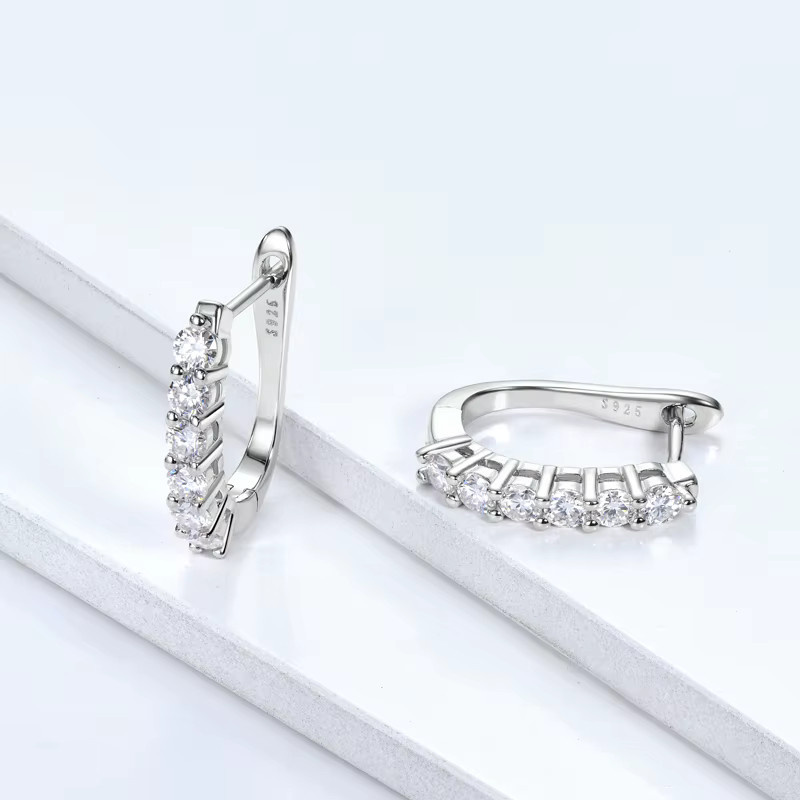 IOGOU Clip Ohrringe, 925 Sterling Silber, Moissanit, Damen - Bild 2