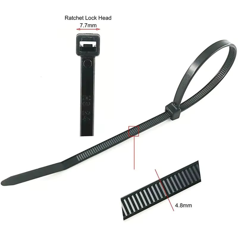 100 Stück Kunststoff-Nylon-Kabelbinder in Schwarz zur Befestigung und Kabelorganisation - Bild 2