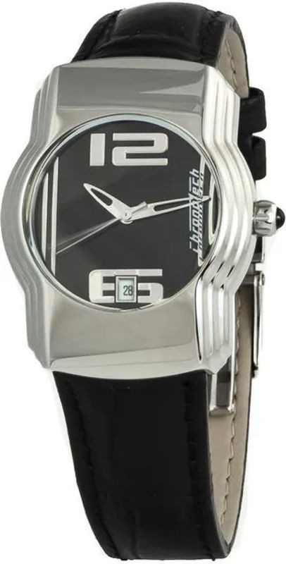 Chronotech CT7279M-04 Quarz-Armbanduhr für Damen und Herren in Schwarz mit Lederarmband und Glasgehäuse - Bild 1